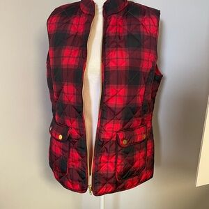 St. John's Bay Red and Black Plaid Vest